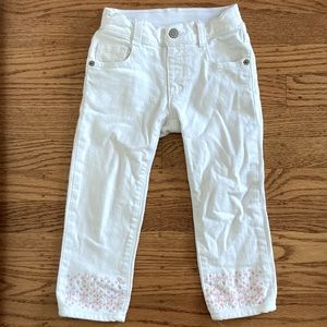 Gymboree white jeans with pink eyelet detail. 3T.